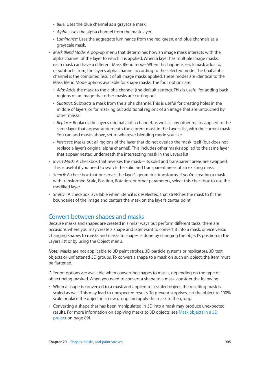 Convert between shapes and masks, 905 convert between shapes and masks, Convert | Between shapes and masks | Apple Motion 5.1.1 User Manual | Page 905 / 1090