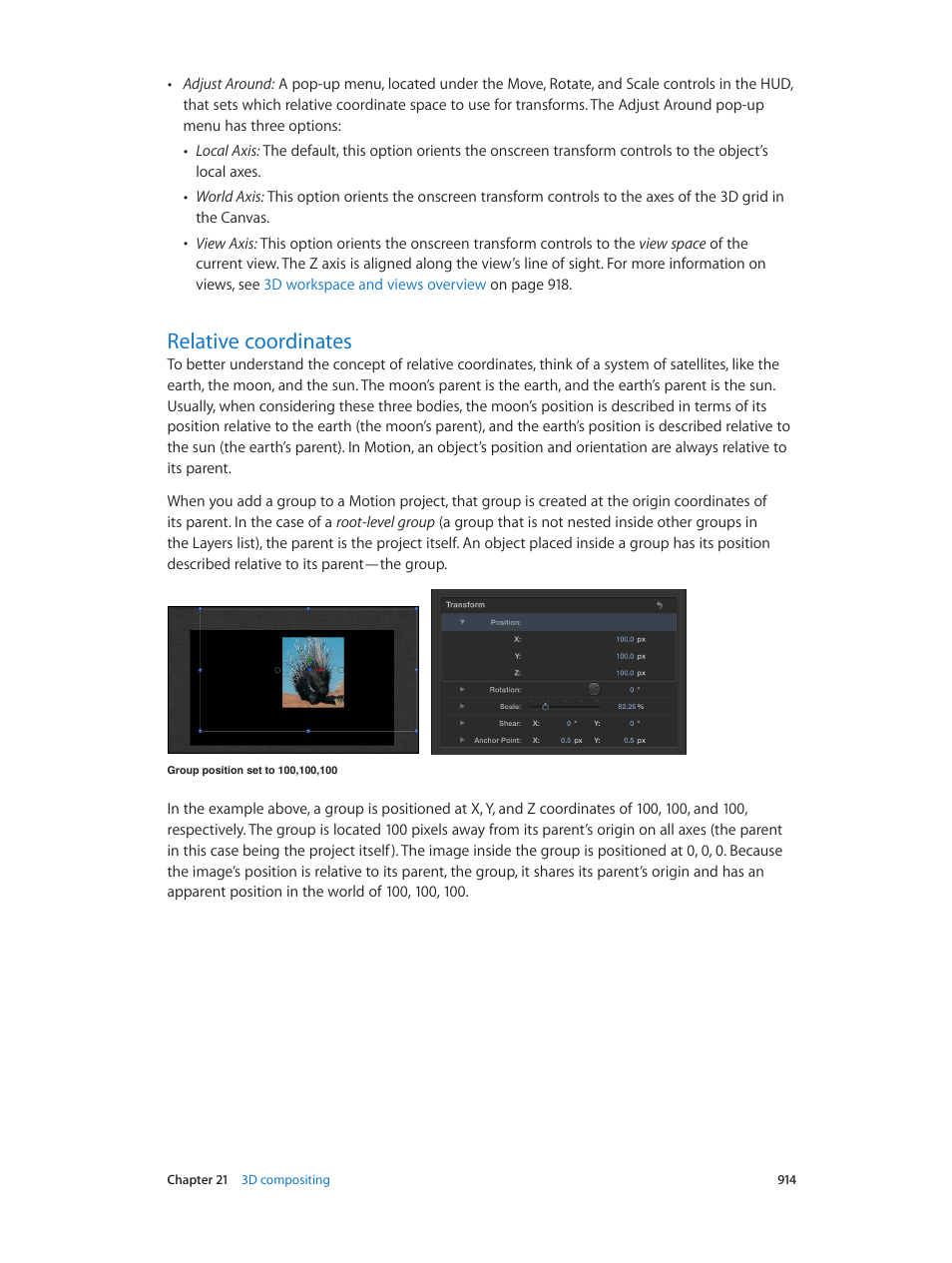 Relative coordinates, 914 relative coordinates | Apple Motion 5.1.1 User Manual | Page 914 / 1090