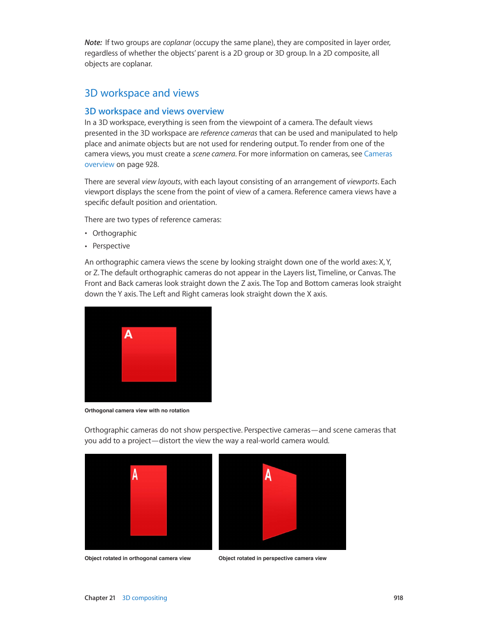 3d workspace and views, 3d workspace and views overview, 918 3d workspace and views 918 | 3d workspace and, Views overview | Apple Motion 5.1.1 User Manual | Page 918 / 1090