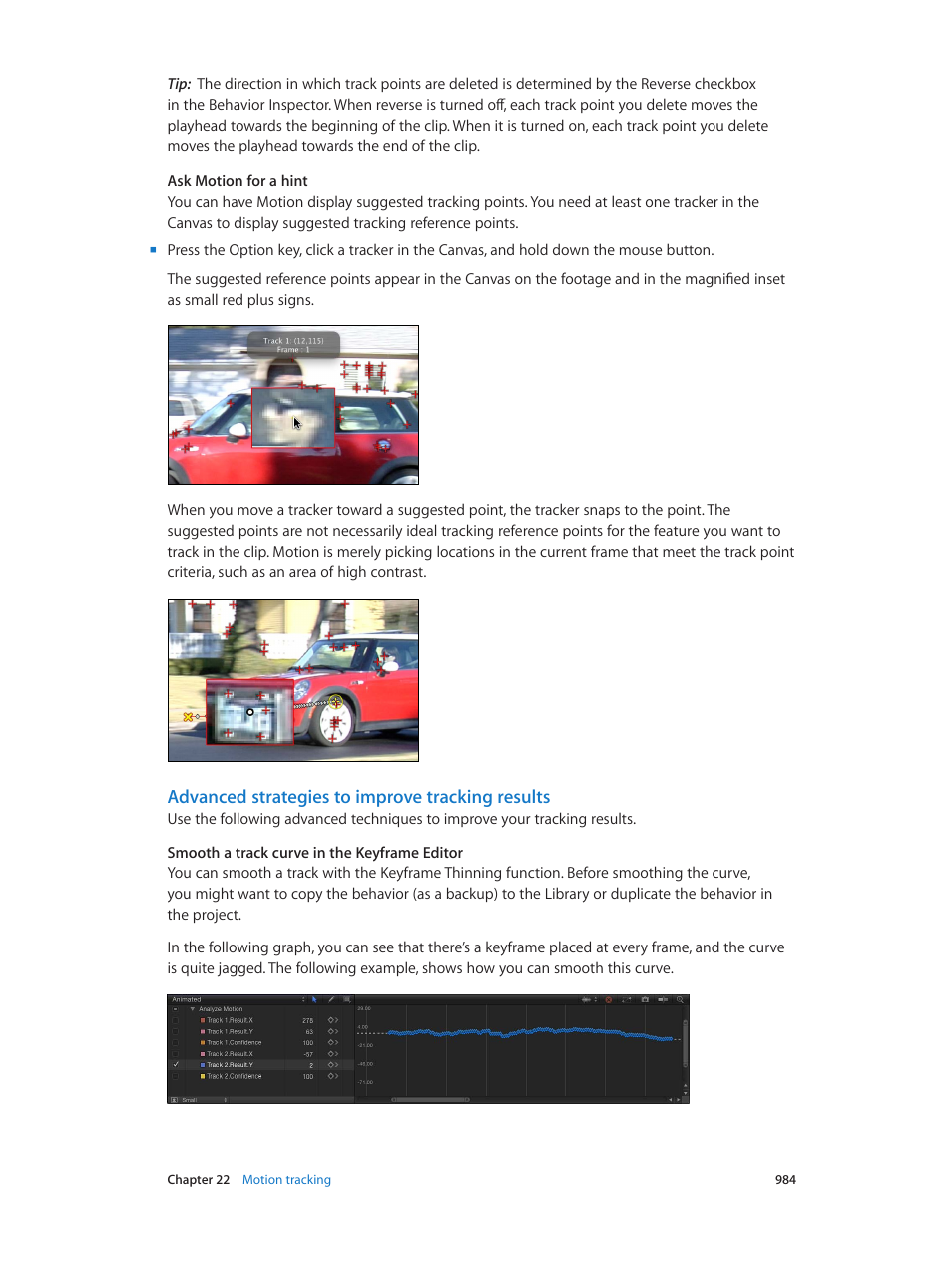 Advanced strategies to improve tracking results, Advanced, Strategies to improve tracking results | Apple Motion 5.1.1 User Manual | Page 984 / 1090