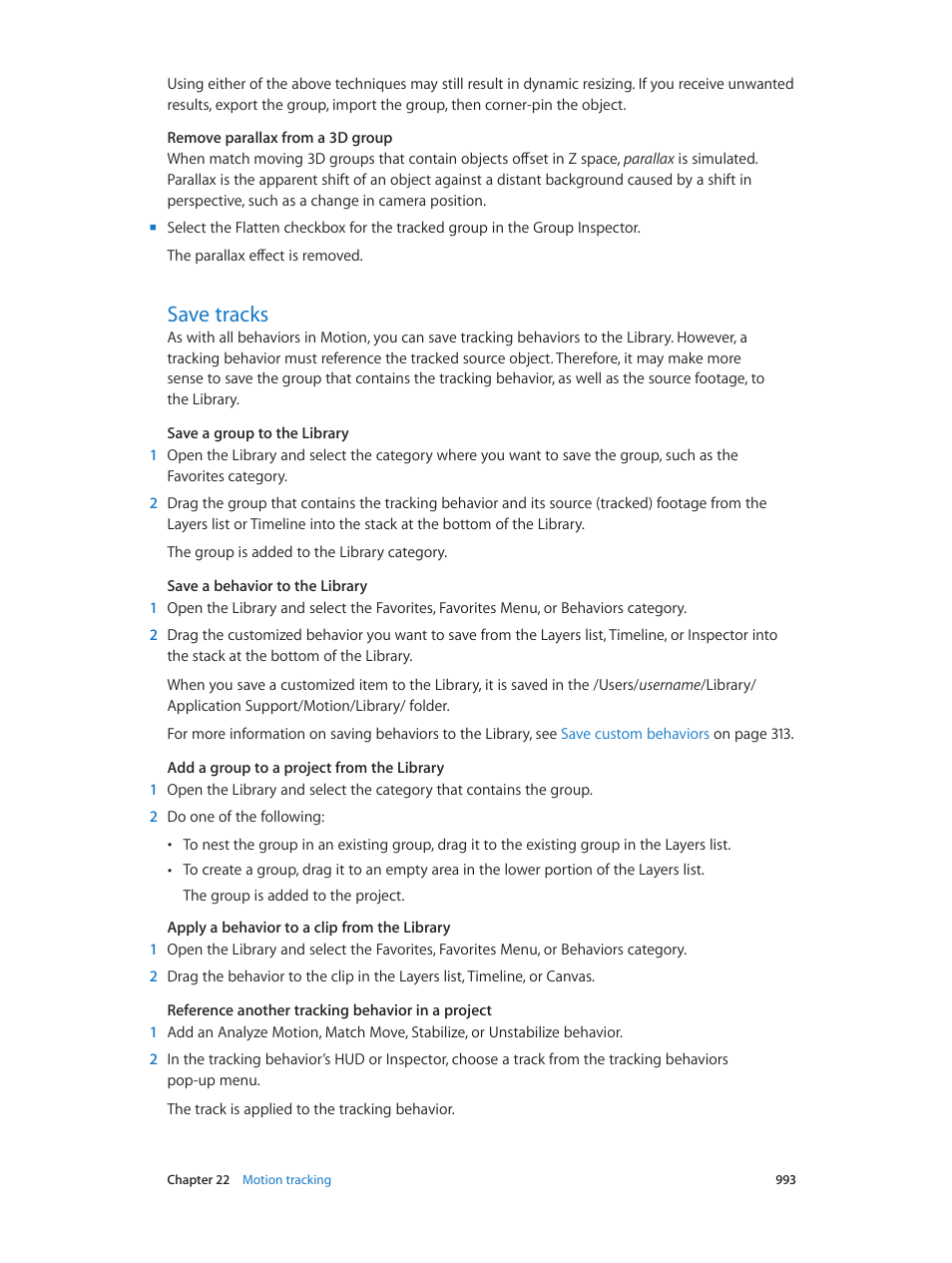 Save tracks, 993 save tracks | Apple Motion 5.1.1 User Manual | Page 993 / 1090