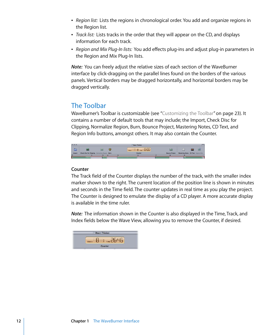 The toolbar | Apple WaveBurner 1.5 User Manual | Page 12 / 65