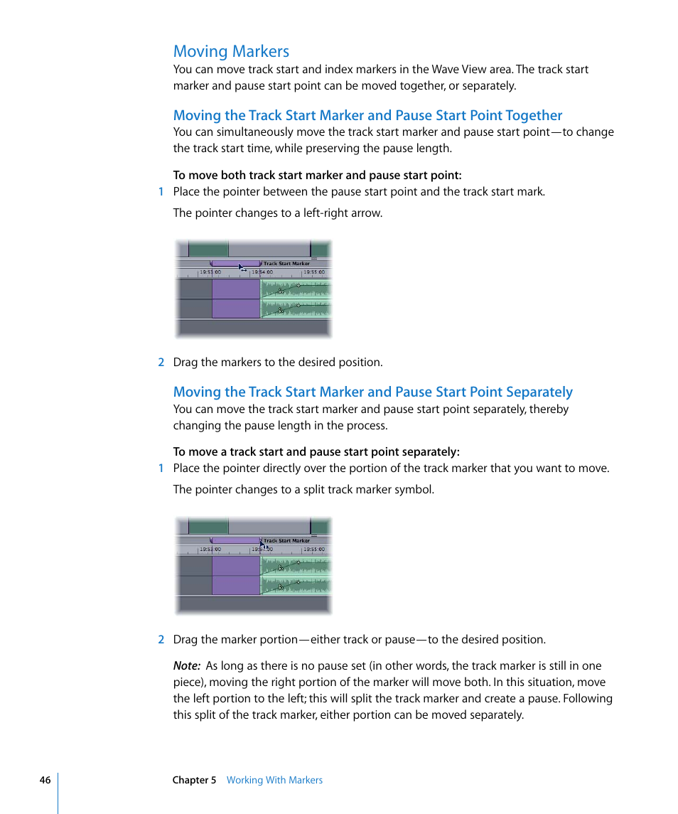 Moving markers | Apple WaveBurner 1.5 User Manual | Page 46 / 65