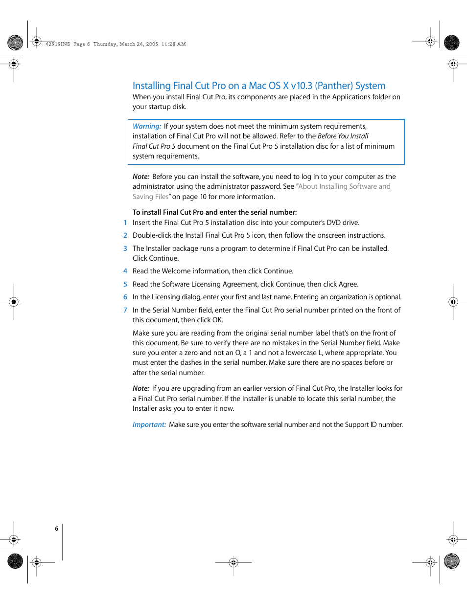 P. 6) | Apple Installing Your Final Cut Pro Software User Manual | Page 6 / 11