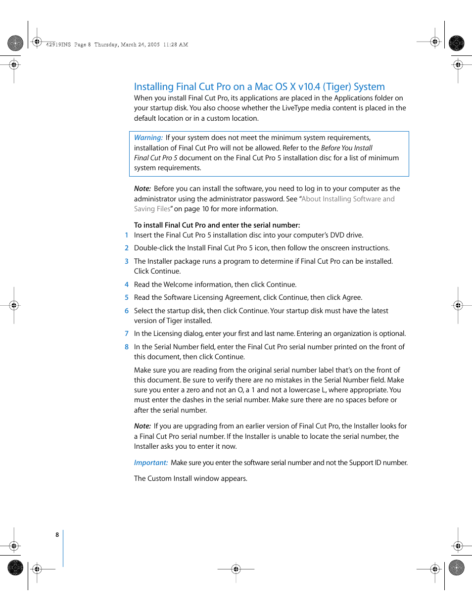 P. 8) | Apple Installing Your Final Cut Pro Software User Manual | Page 8 / 11