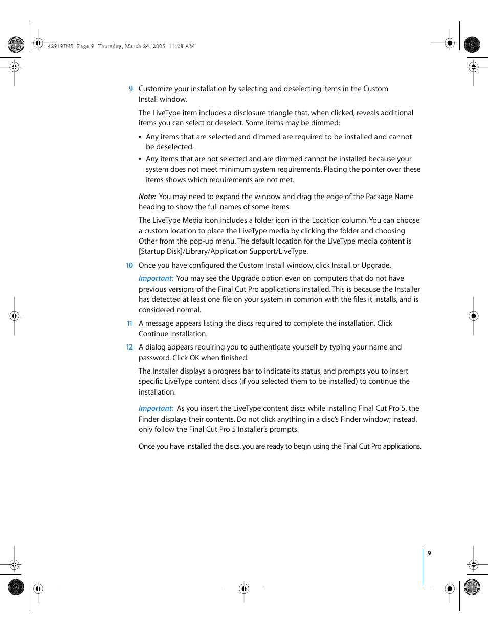 Apple Installing Your Final Cut Pro Software User Manual | Page 9 / 11