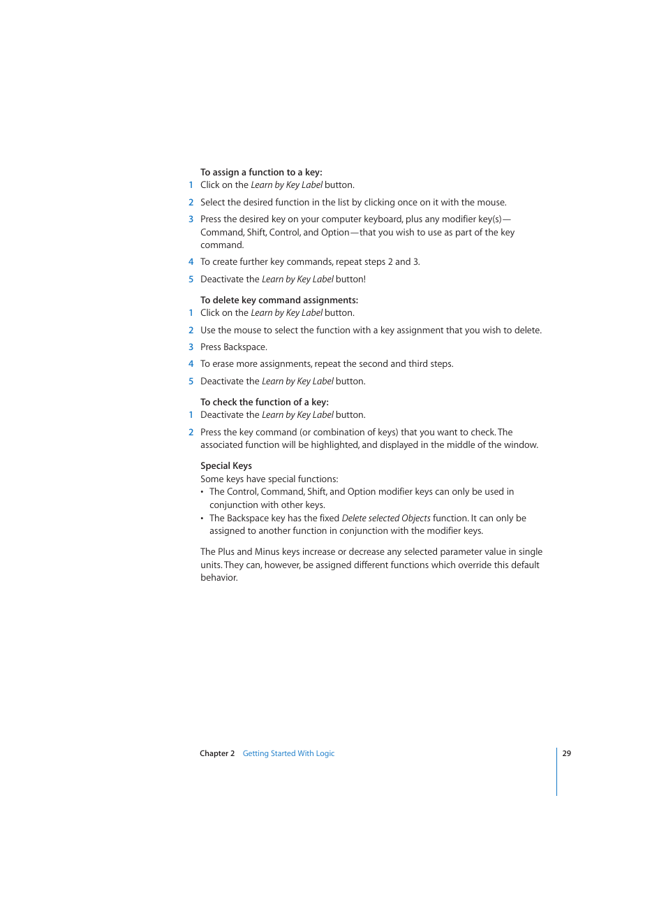 Apple Logic (1.1) User Manual | Page 29 / 133