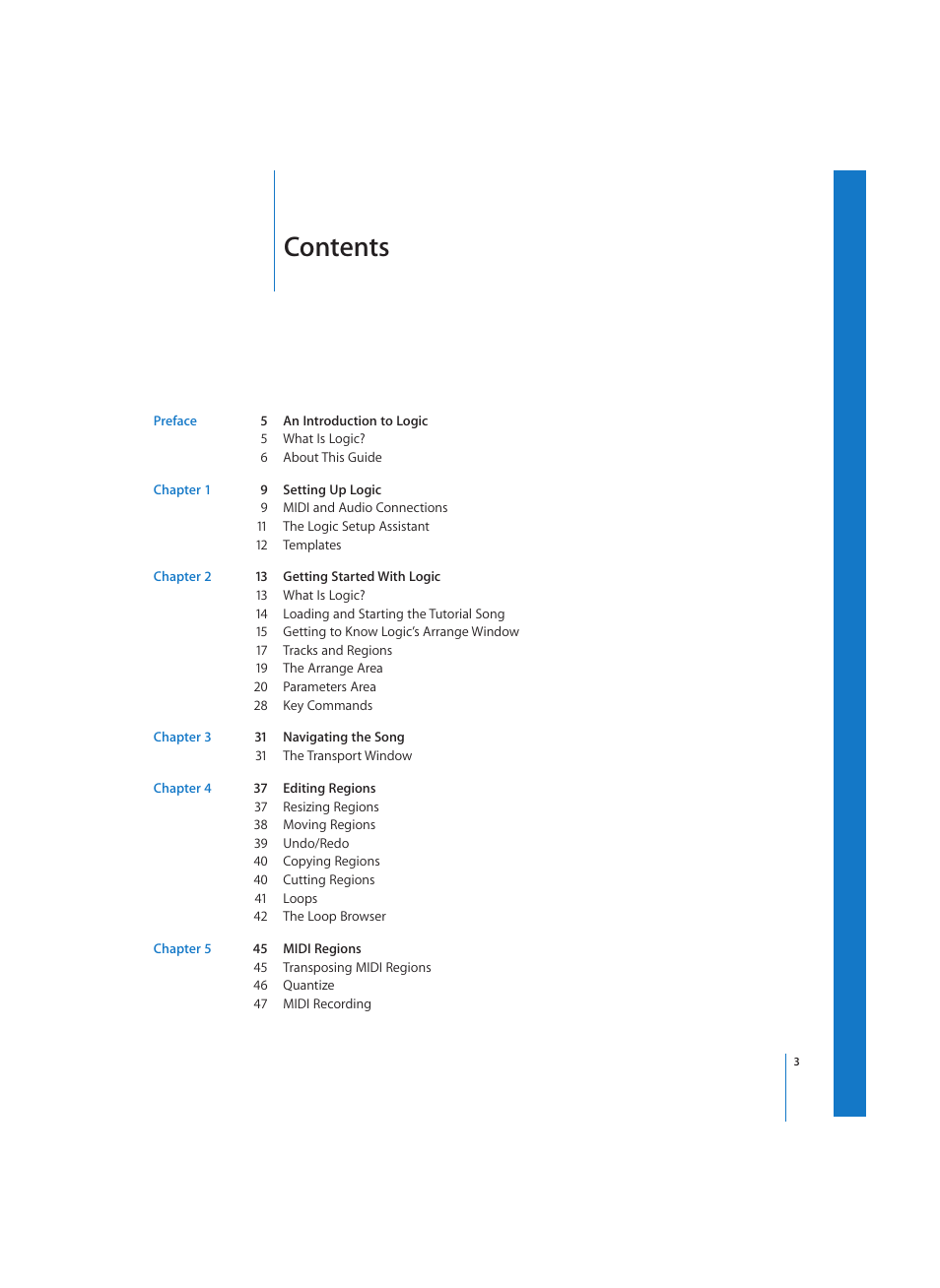 Apple Logic (1.1) User Manual | Page 3 / 133