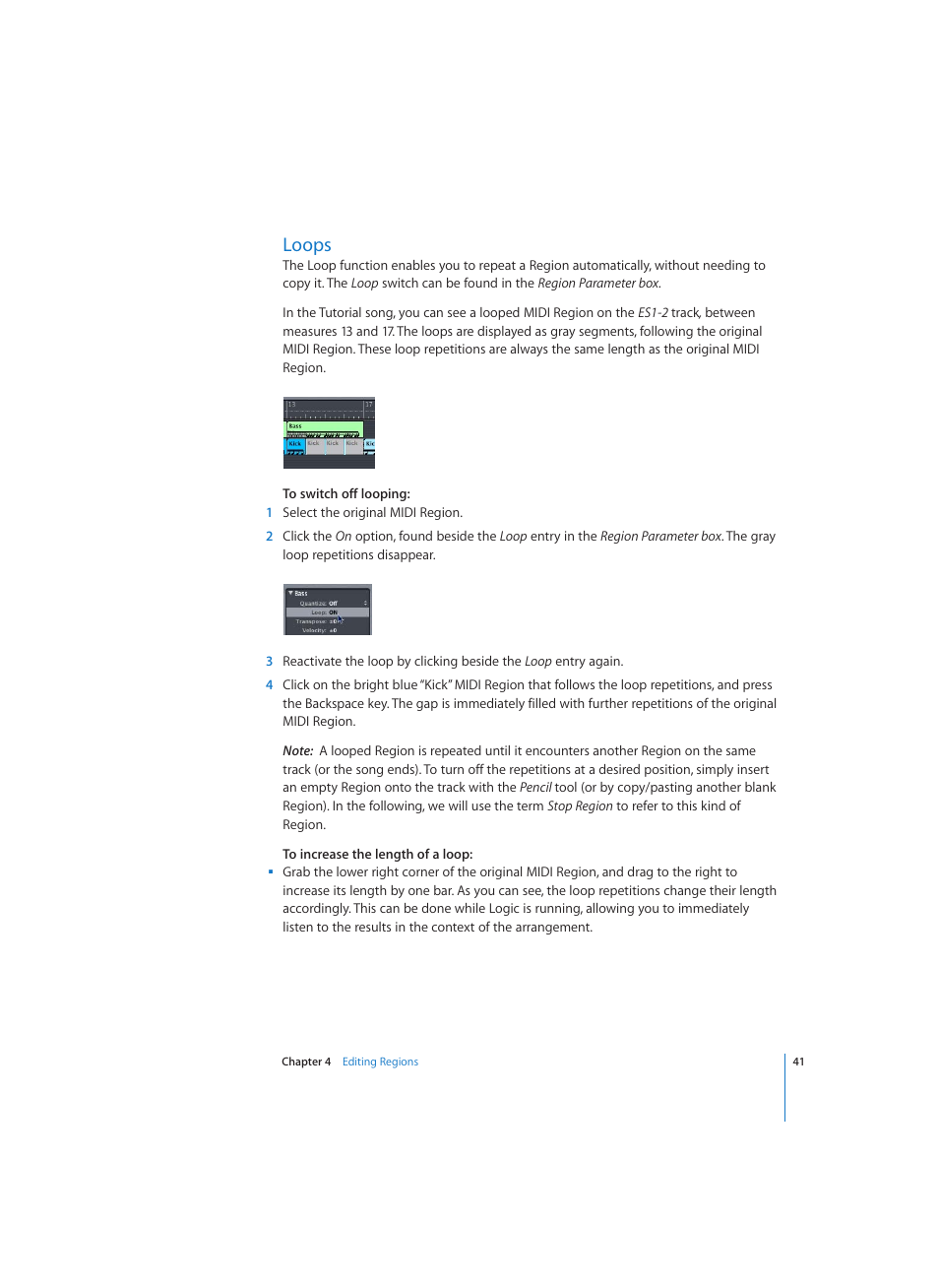 Loops | Apple Logic (1.1) User Manual | Page 41 / 133