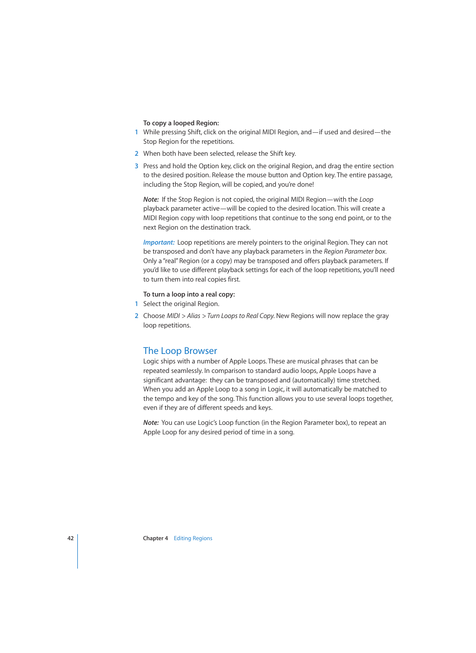 The loop browser | Apple Logic (1.1) User Manual | Page 42 / 133