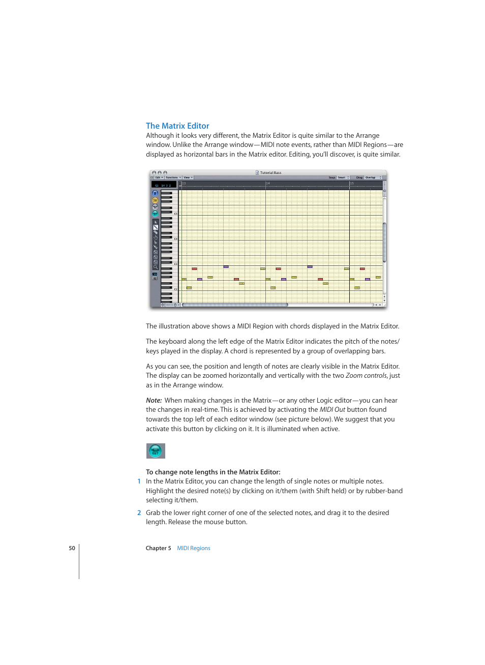 The matrix editor | Apple Logic (1.1) User Manual | Page 50 / 133