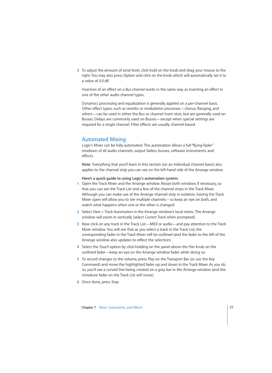 Automated mixing | Apple Logic (1.1) User Manual | Page 77 / 133