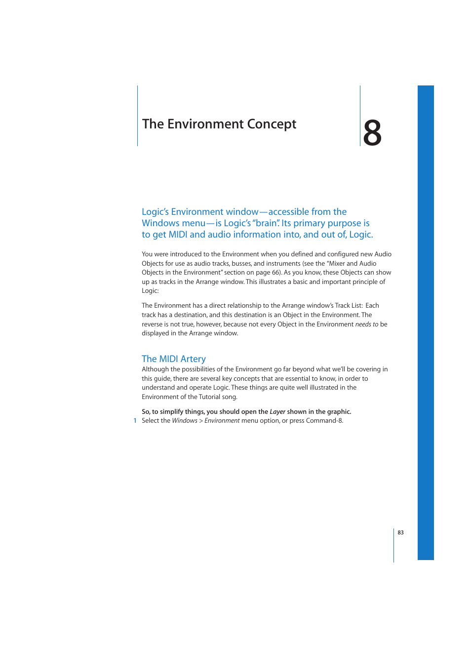 The environment concept, The midi artery | Apple Logic (1.1) User Manual | Page 83 / 133