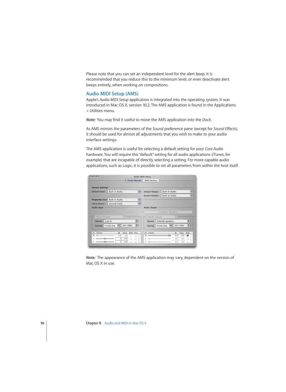 Audio midi setup (ams) | Apple Logic (1.1) User Manual | Page 96 / 133