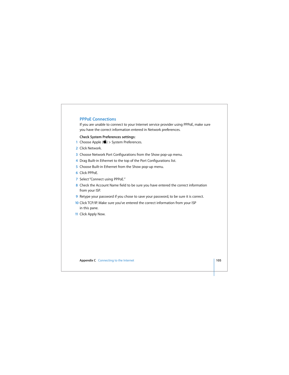 Pppoe connections | Apple iMac (Early 2006) User Manual | Page 105 / 120