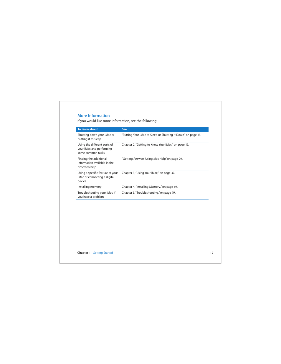 More information | Apple iMac (Early 2006) User Manual | Page 17 / 120