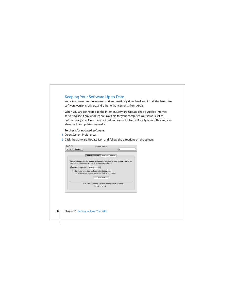 Keeping your software up to date | Apple iMac (Early 2006) User Manual | Page 32 / 120