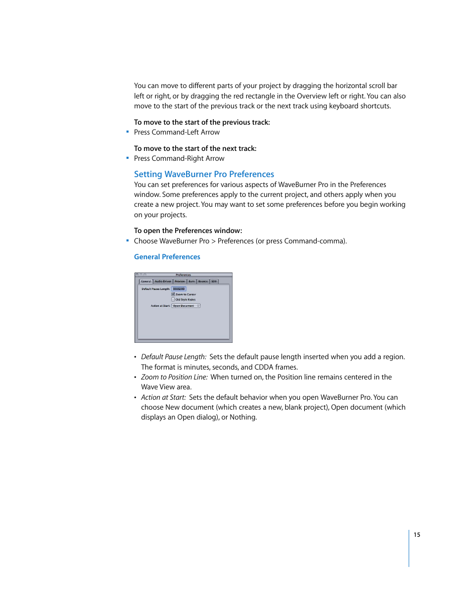 Setting waveburner pro preferences | Apple Using WaveBurner Pro 1.0 (with Logic Pro) User Manual | Page 15 / 43