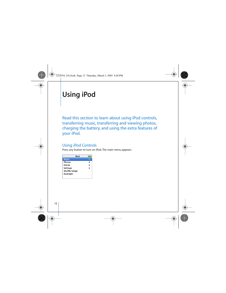 Using ipod, Using ipod controls | Apple iPod (with color display) User Manual | Page 12 / 77