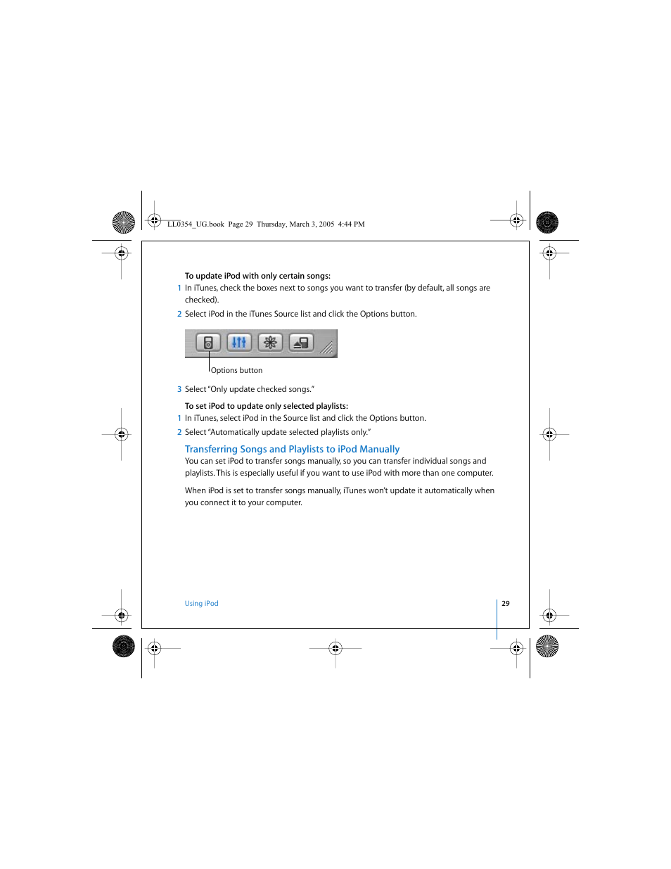 Transferring songs and playlists to ipod manually | Apple iPod (with color display) User Manual | Page 29 / 77