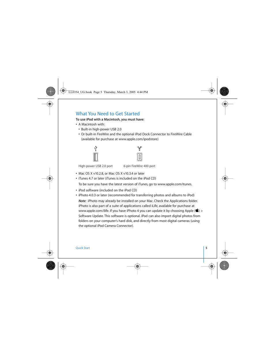 What you need to get started | Apple iPod (with color display) User Manual | Page 5 / 77
