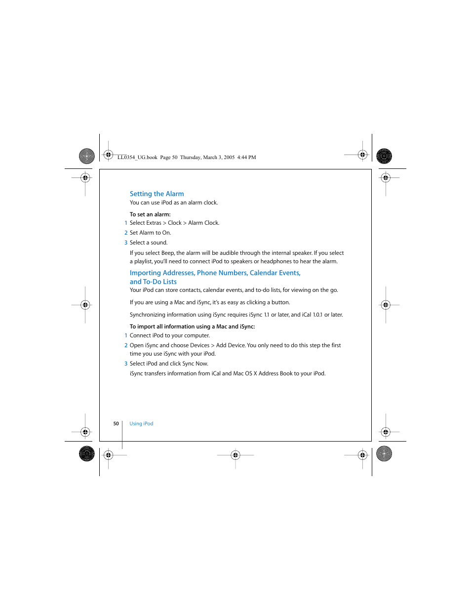 Setting the alarm | Apple iPod (with color display) User Manual | Page 50 / 77