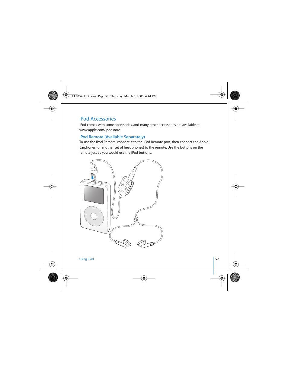 Ipod accessories, Ipod remote (available separately) | Apple iPod (with color display) User Manual | Page 57 / 77