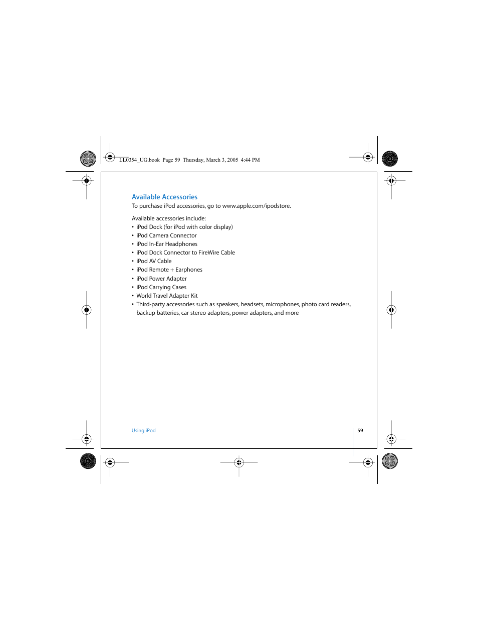 Available accessories | Apple iPod (with color display) User Manual | Page 59 / 77