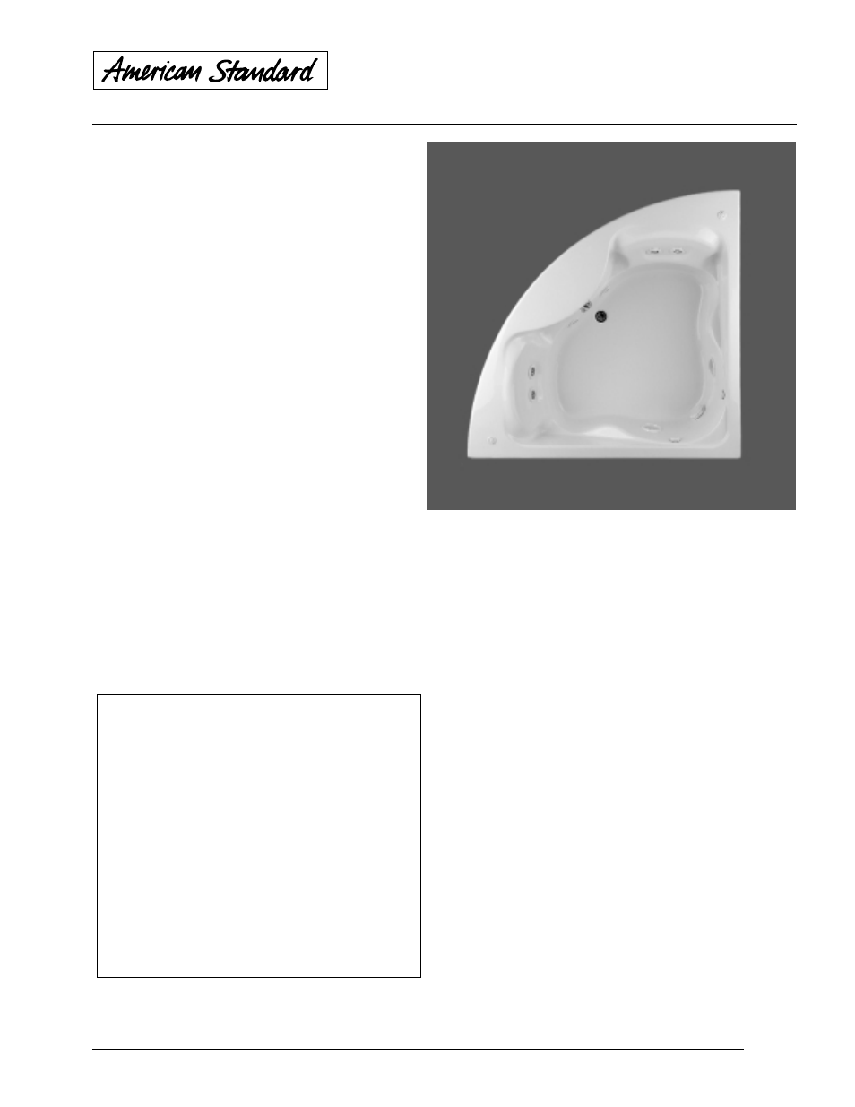 American Standard Cadet Elite Corner Whirlpool 2775EC User Manual | 2 pages