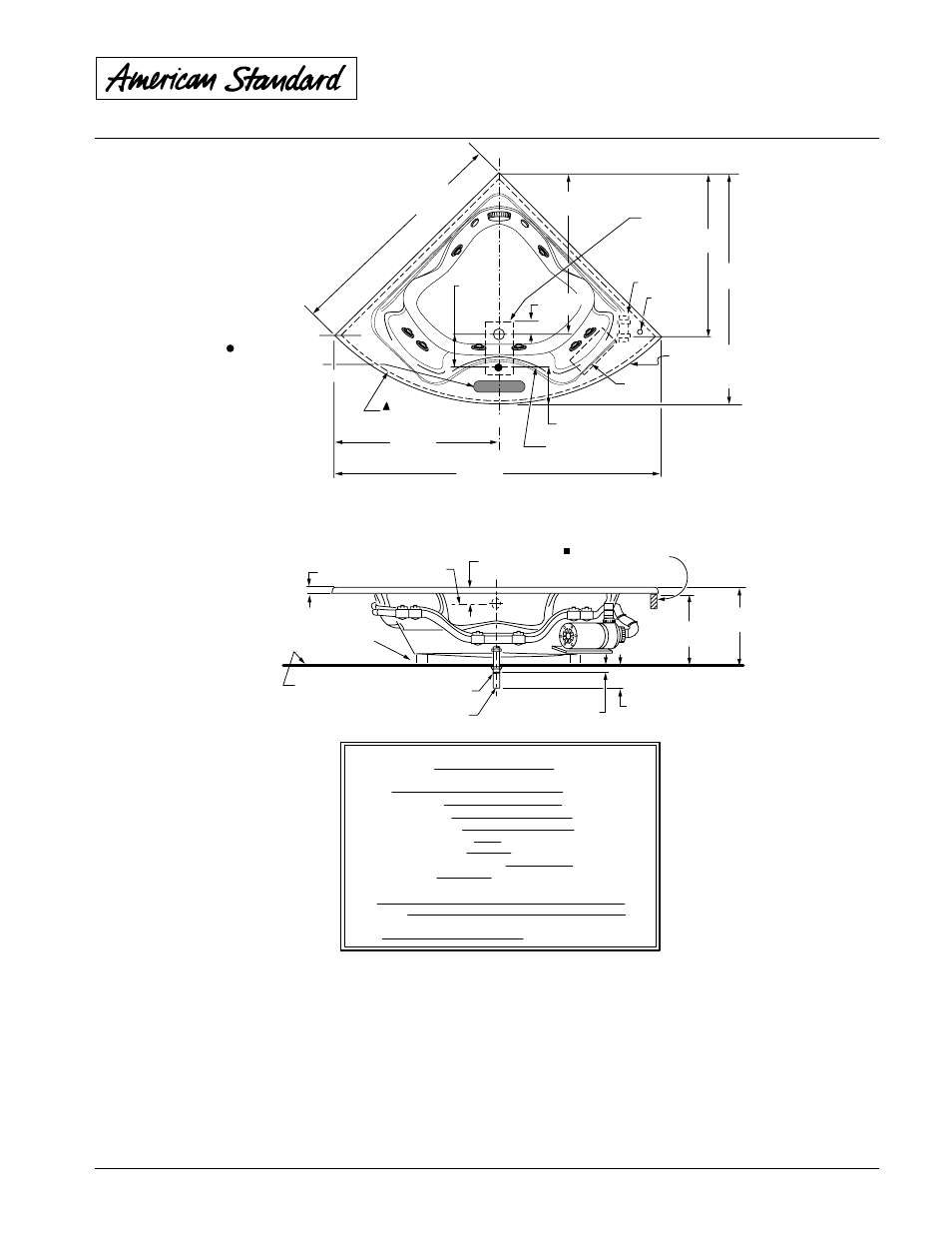 Cadet elite™ corner, Whirlpools by american standard, High gloss acrylic | American Standard Cadet Elite Corner Whirlpool 2775EC User Manual | Page 2 / 2