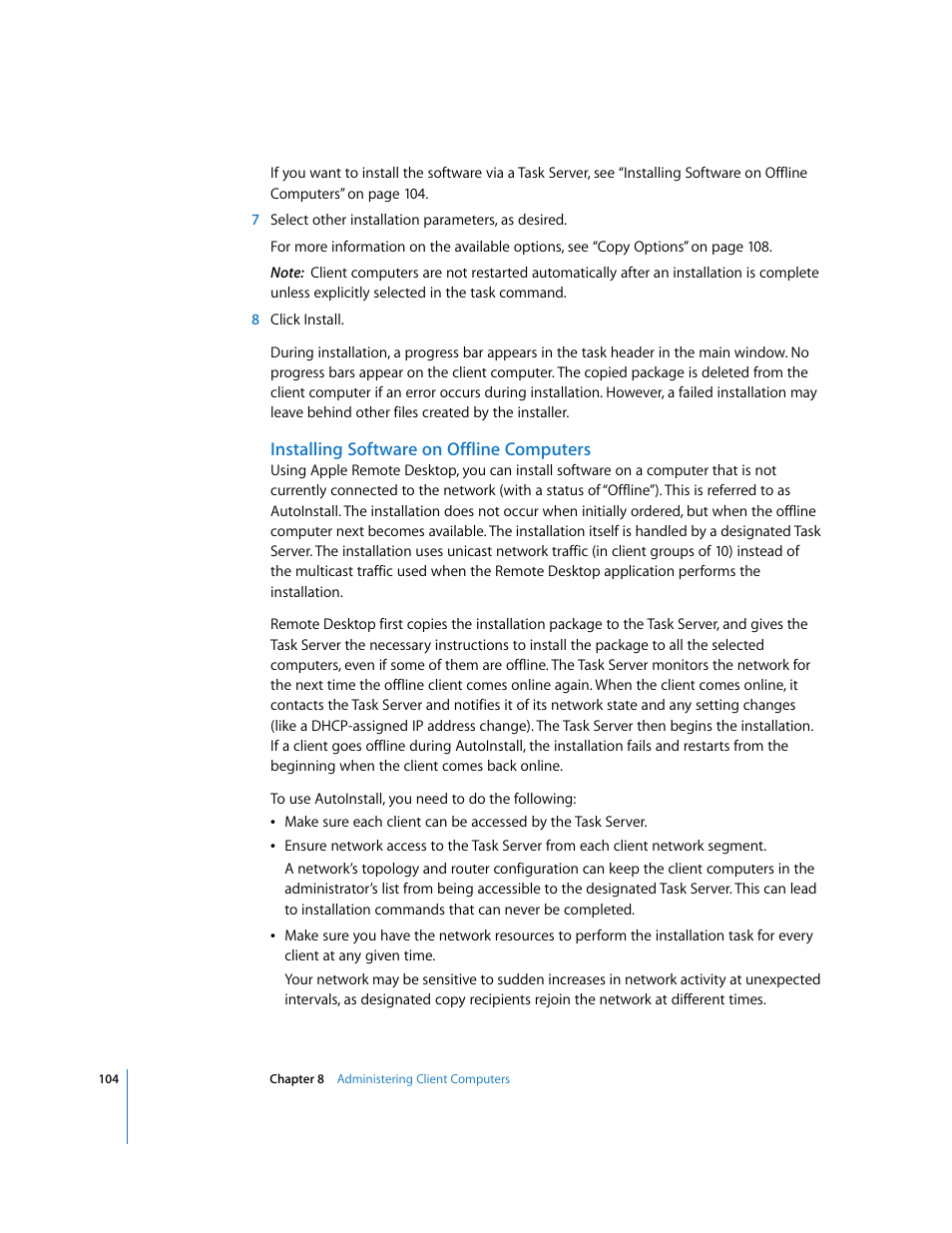 Installing software on offline computers | Apple Remote Desktop 3.1 User Manual | Page 104 / 191