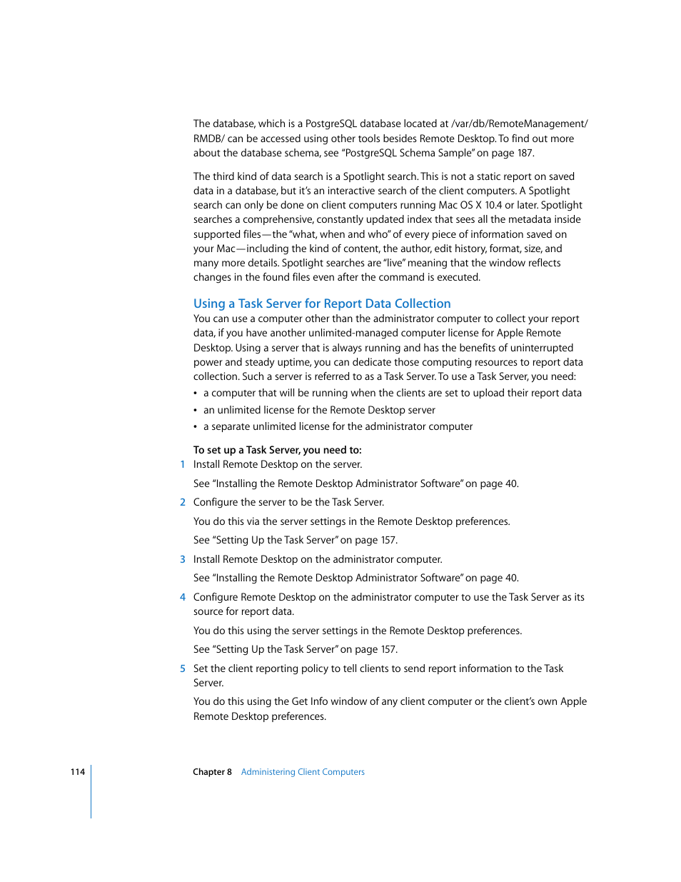 Using a task server for report data collection | Apple Remote Desktop 3.1 User Manual | Page 114 / 191