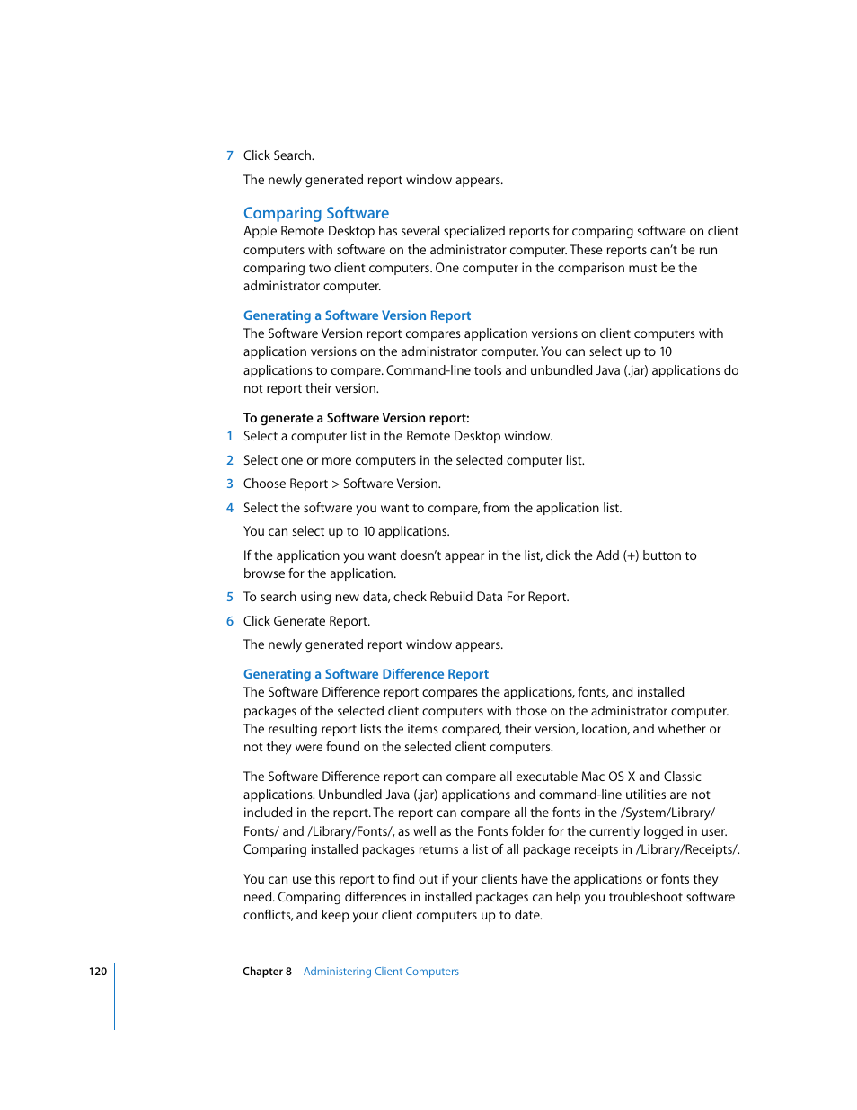 Comparing software | Apple Remote Desktop 3.1 User Manual | Page 120 / 191