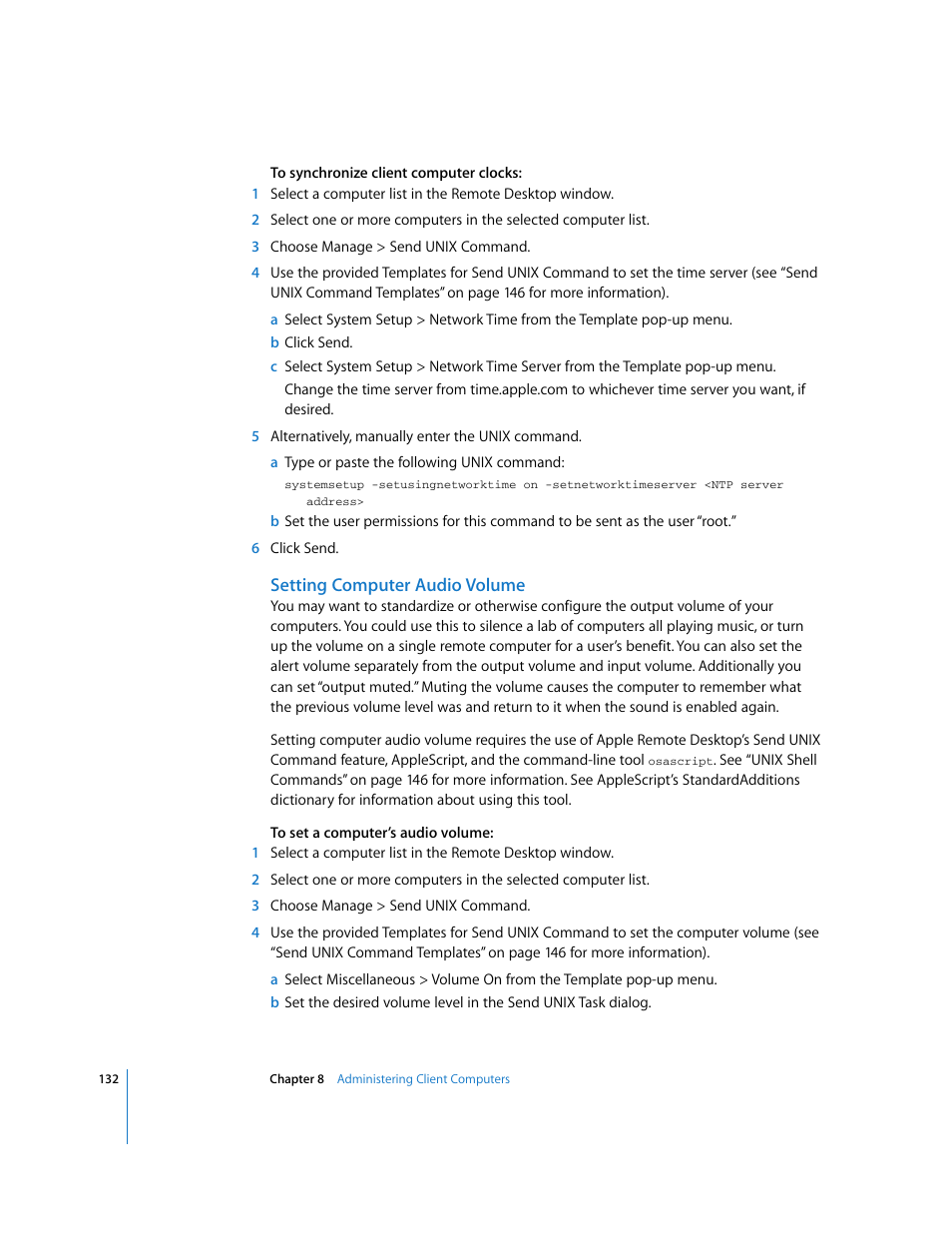 Setting computer audio volume | Apple Remote Desktop 3.1 User Manual | Page 132 / 191