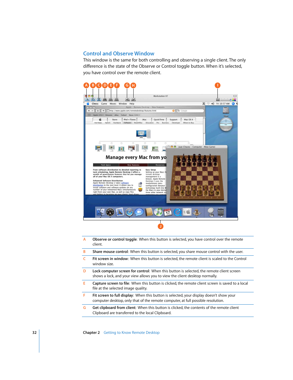 Control and observe window | Apple Remote Desktop 3.1 User Manual | Page 32 / 191