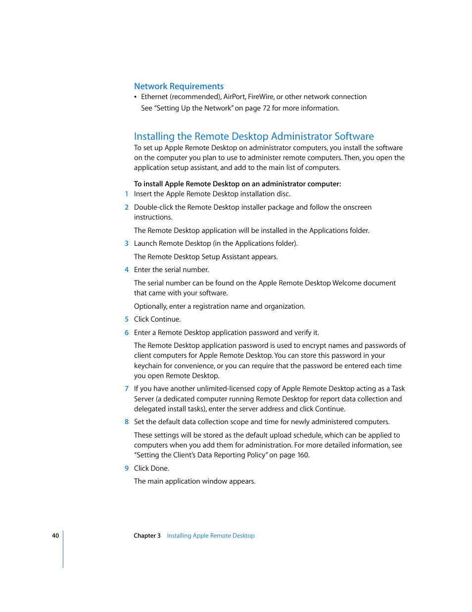 Network requirements | Apple Remote Desktop 3.1 User Manual | Page 40 / 191