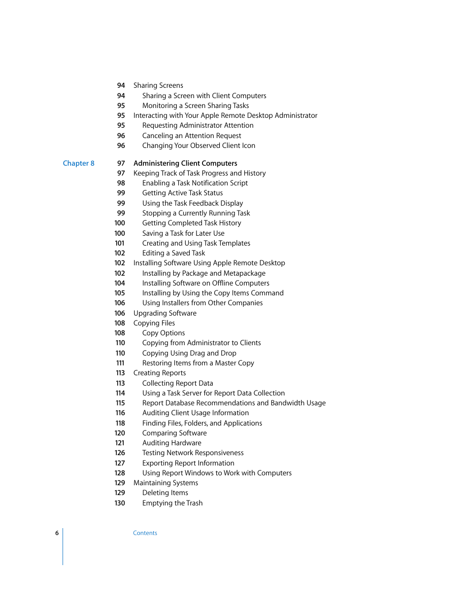 Apple Remote Desktop 3.1 User Manual | Page 6 / 191