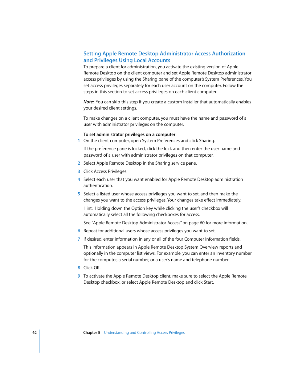 Apple Remote Desktop 3.1 User Manual | Page 62 / 191