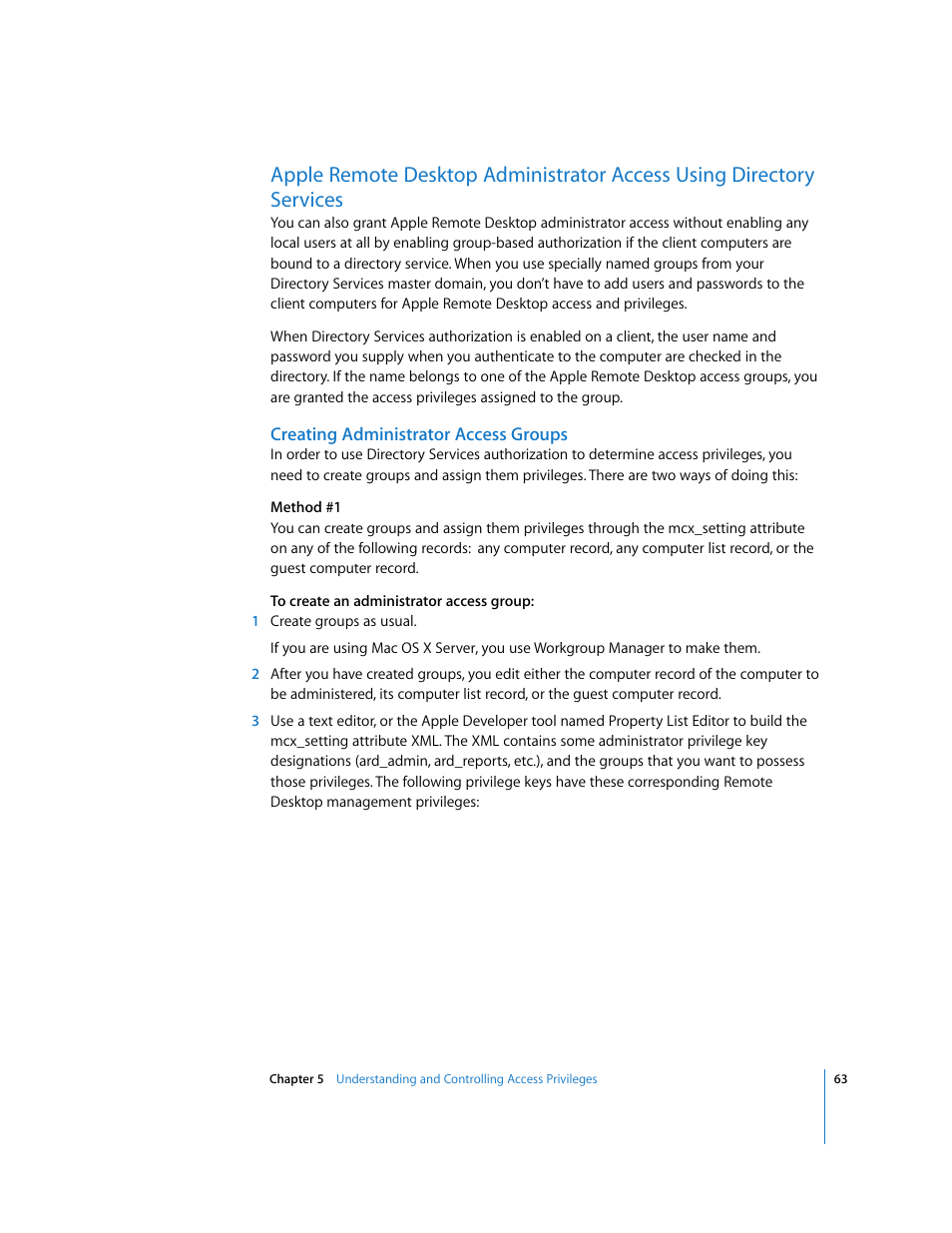 Creating administrator access groups | Apple Remote Desktop 3.1 User Manual | Page 63 / 191