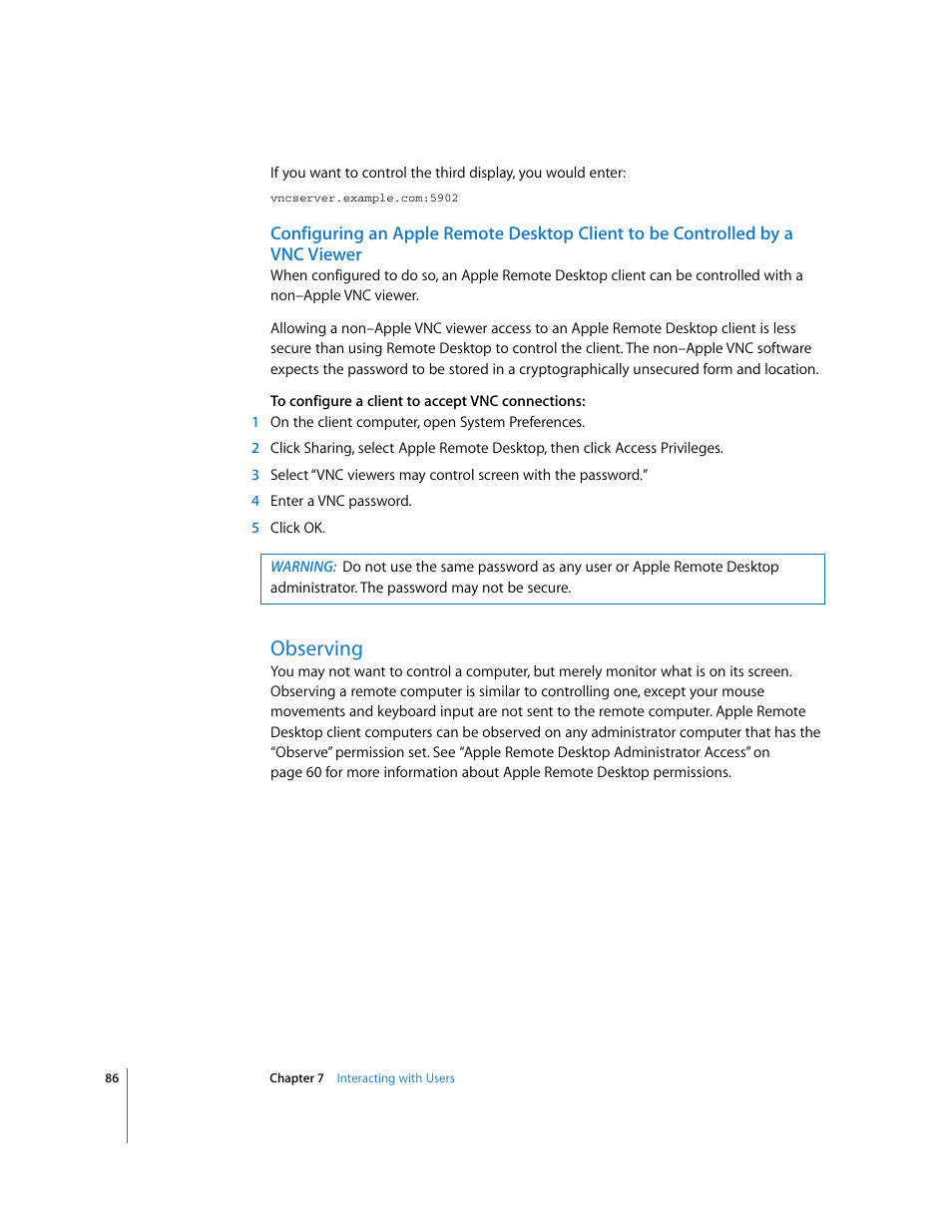 Observing | Apple Remote Desktop 3.1 User Manual | Page 86 / 191