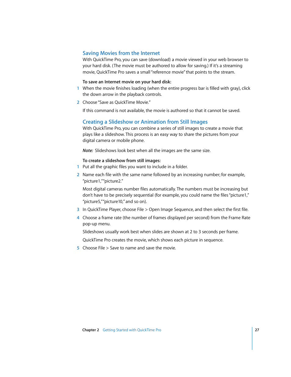 Saving movies from the internet | Apple QuickTime 7.2 User Manual | Page 27 / 61