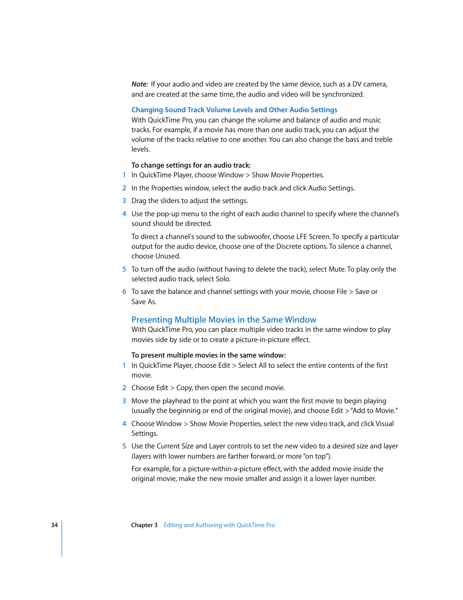 Presenting multiple movies in the same window | Apple QuickTime 7.2 User Manual | Page 34 / 61