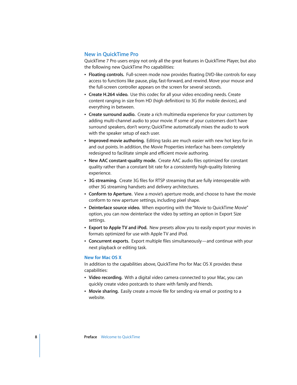 New in quicktime pro | Apple QuickTime 7.2 User Manual | Page 8 / 61