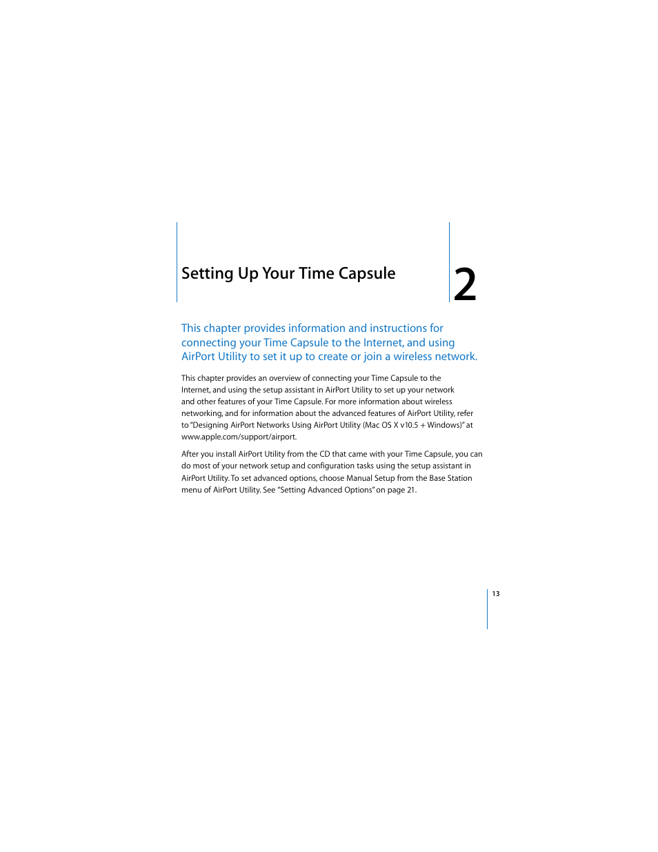 Setting up your time capsule | Apple AirPort Time Capsule 802.11n (2nd Generation) User Manual | Page 13 / 40