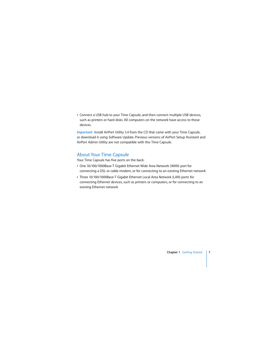 About your time capsule | Apple AirPort Time Capsule 802.11n (2nd Generation) User Manual | Page 7 / 40
