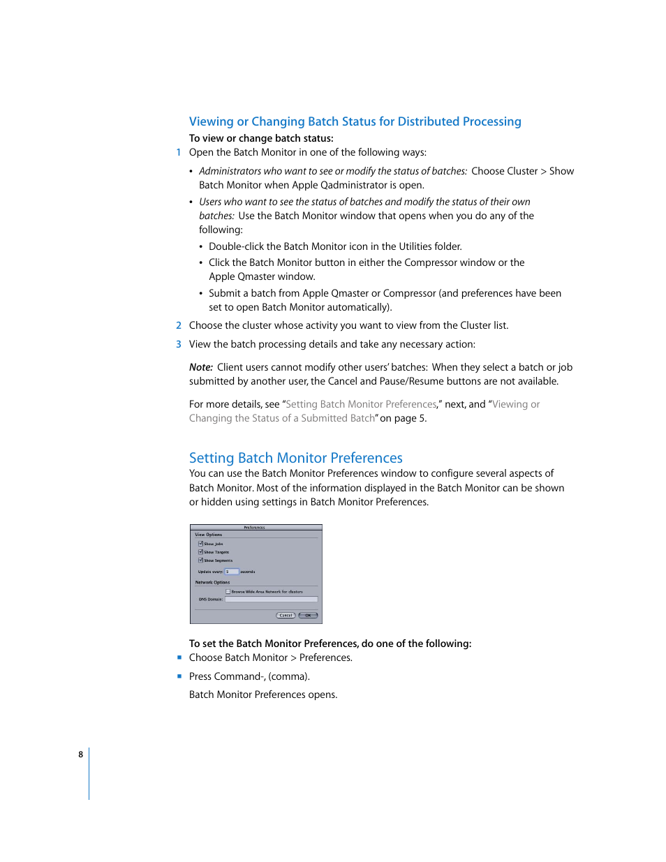Setting batchmonitor preferences, Setting batch monitor preferences, P. 8) | Apple Compressor 3 Batch Monitor User Manual | Page 8 / 9