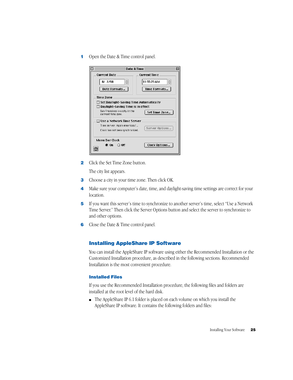 Installing appleshareip software, Installed files | Apple AppleShare IP 6.1 User Manual | Page 25 / 72