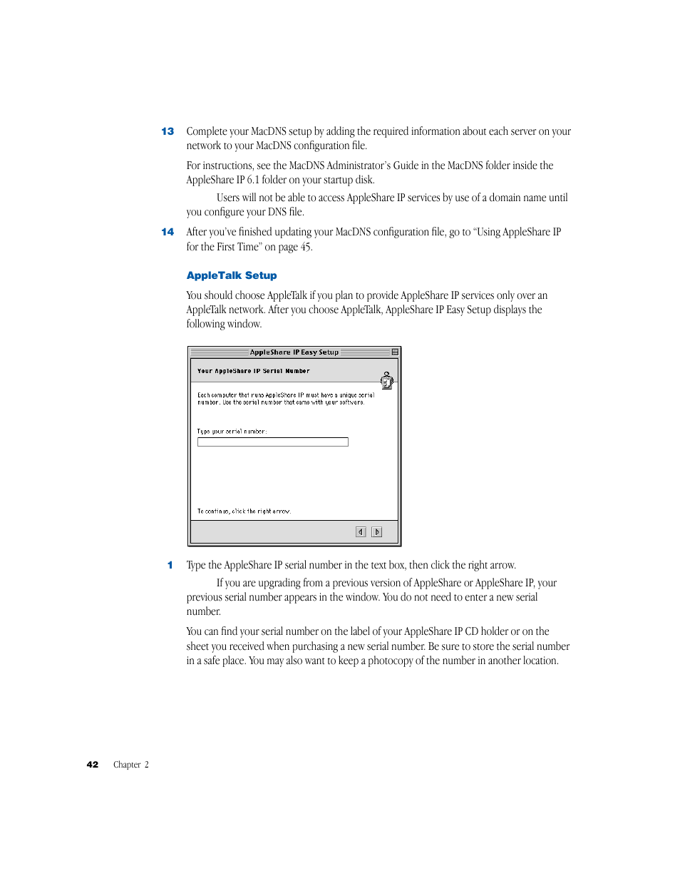 Appletalk setup | Apple AppleShare IP 6.1 User Manual | Page 42 / 72