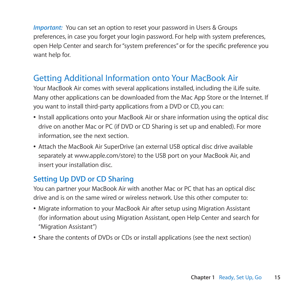 Apple MacBook Air (13-inch, Mid 2011) User Manual | Page 15 / 76