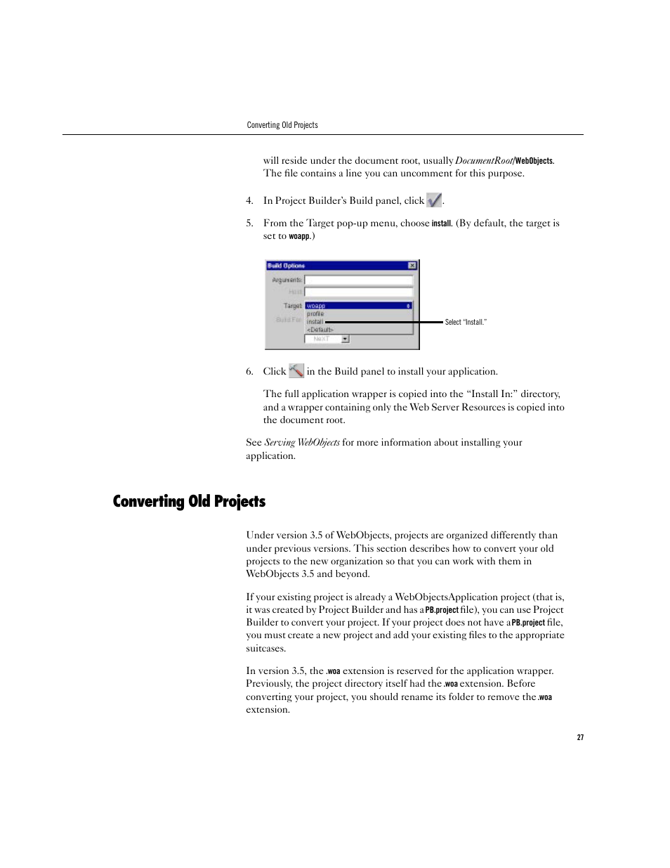 Converting old projects | Apple WebObjects 3.5 Tools And Techniques User Manual | Page 27 / 88